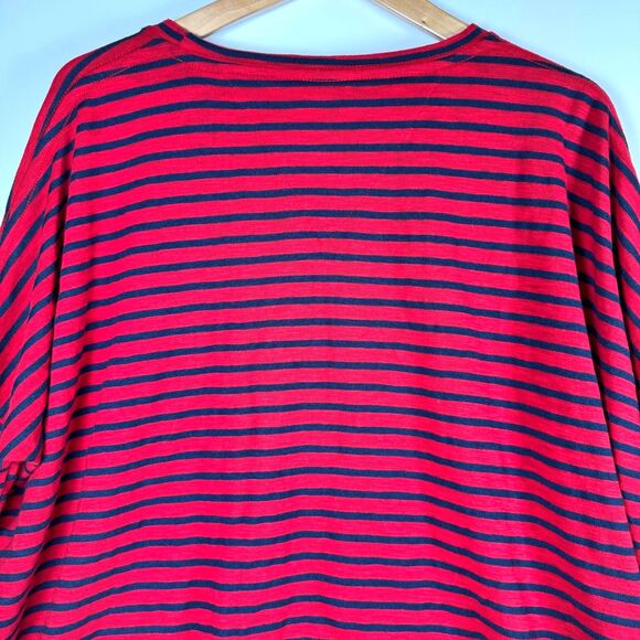 Mersea Catalina Slub Knit Top Women One Size Red Navy Stripe Relaxed Coastal Tee - Picture 4 of 12